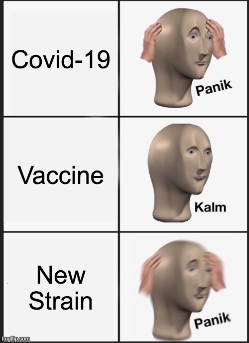 Panik Kalm Panik | Covid-19; Vaccine; New Strain | image tagged in memes,panik kalm panik | made w/ Imgflip meme maker