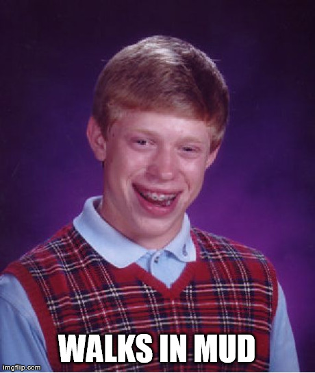 Bad Luck Brian Meme | WALKS IN MUD | image tagged in memes,bad luck brian | made w/ Imgflip meme maker