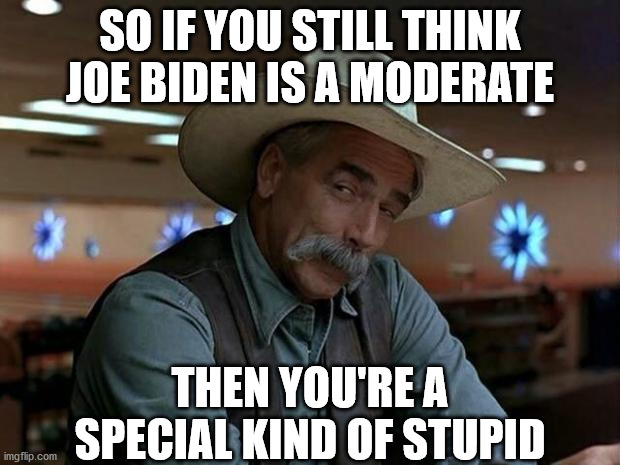Special Kind of Stupid | SO IF YOU STILL THINK
JOE BIDEN IS A MODERATE; THEN YOU'RE A SPECIAL KIND OF STUPID | image tagged in special kind of stupid,memes,joe biden,no no hes got a point,left wing,first world problems | made w/ Imgflip meme maker