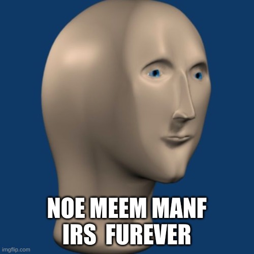 meme man | NOE MEEM MANF IRS  FUREVER | image tagged in meme man | made w/ Imgflip meme maker