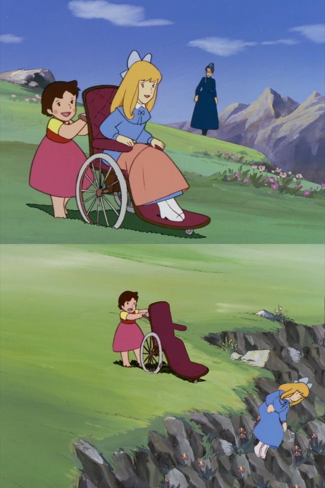 High Quality Heidi Throws Clara Off Cliff Blank Meme Template