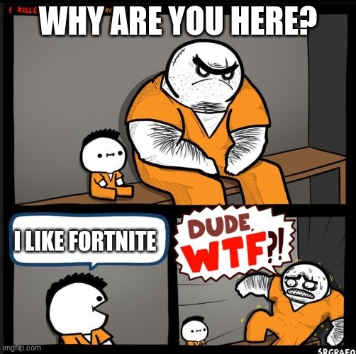 Srgrafo dude wtf | WHY ARE YOU HERE? I LIKE FORTNITE | image tagged in srgrafo dude wtf | made w/ Imgflip meme maker