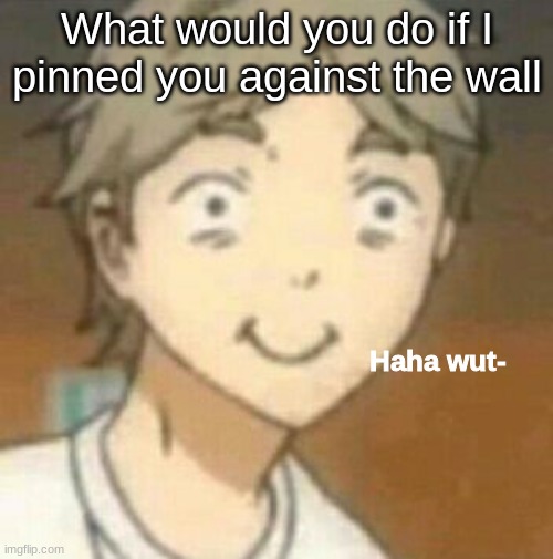 Haha wut- | What would you do if I pinned you against the wall | image tagged in haha wut- | made w/ Imgflip meme maker