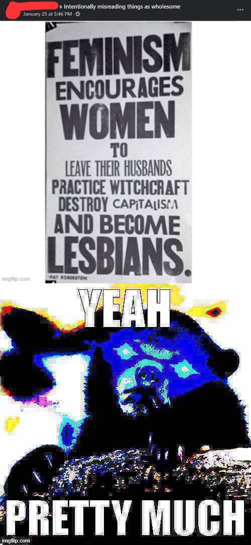 not bad huh | image tagged in feminism wholesome,yeah pretty much confession bear deep-fried 2,lesbians,feminism,capitalism,wholesome | made w/ Imgflip meme maker