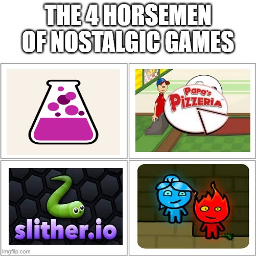 Tell me if this meme has already been created | THE 4 HORSEMEN OF NOSTALGIC GAMES | image tagged in the 4 horsemen of | made w/ Imgflip meme maker