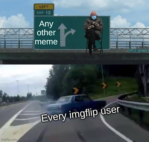 It's true, just look at the transparent images option. 5/15 popular user-uploaded images are Bernie, but stats are for nerds. | Any other meme; Every imgflip user | image tagged in memes,left exit 12 off ramp | made w/ Imgflip meme maker