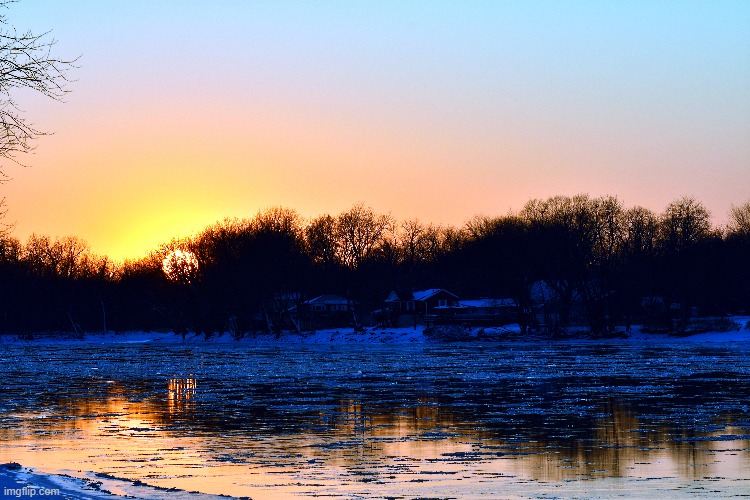 sunset on the rock river | image tagged in sunset,rock river | made w/ Imgflip meme maker