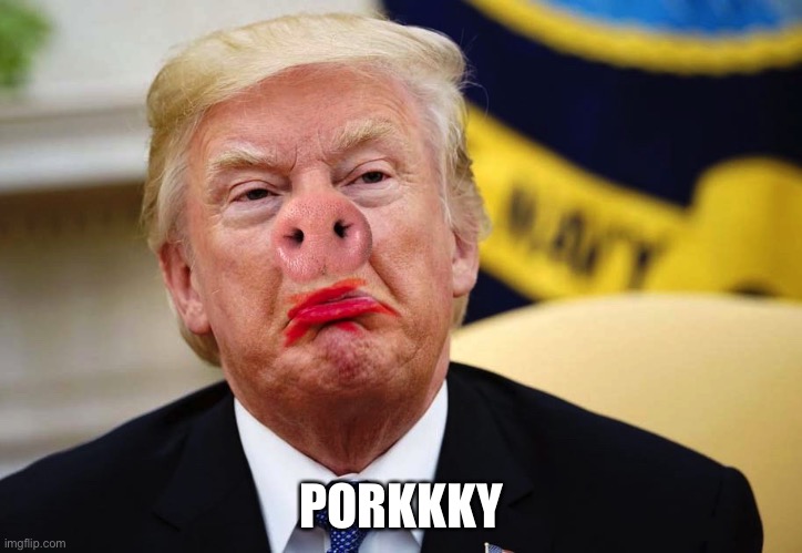 PORKKKY | PORKKKY | image tagged in lipstick,pig,trump,pork,porkkky | made w/ Imgflip meme maker