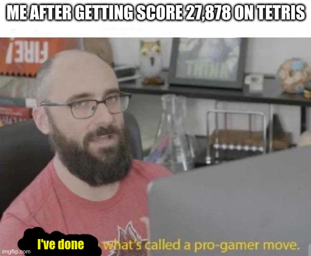 I ACTUALLY GOT THIS HIGH SCORE IM SO GOOD AT THE GAMEEE YOOOOOO | ME AFTER GETTING SCORE 27,878 ON TETRIS; I've done | image tagged in pro gamer move,tetris | made w/ Imgflip meme maker