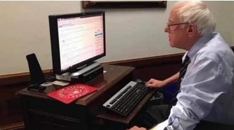 Bernie at Desk Blank Meme Template