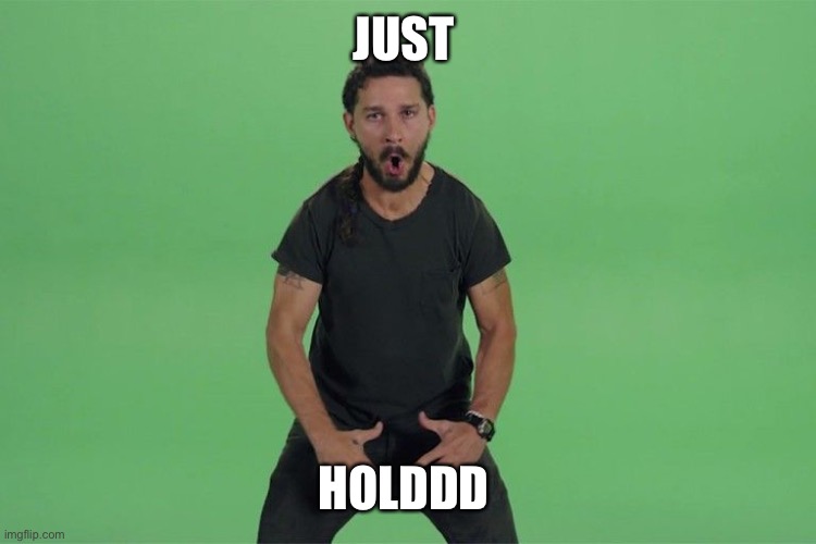 Shia labeouf JUST DO IT | JUST; HOLDDD | image tagged in shia labeouf just do it | made w/ Imgflip meme maker