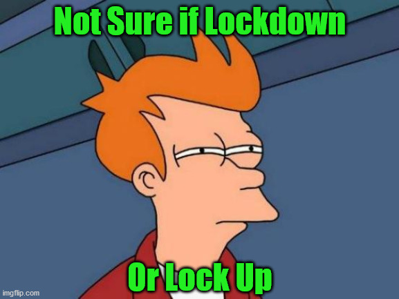 Prisoners | Not Sure if Lockdown; Or Lock Up | image tagged in memes,futurama fry,lockdown | made w/ Imgflip meme maker