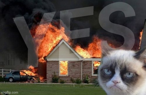 Burn Kitty Meme | YES | image tagged in memes,burn kitty,grumpy cat | made w/ Imgflip meme maker