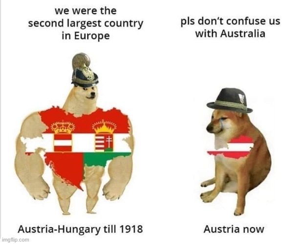 poor australia | image tagged in austria-hungary,australia,meanwhile in australia,austria,repost,buff doge vs cheems | made w/ Imgflip meme maker
