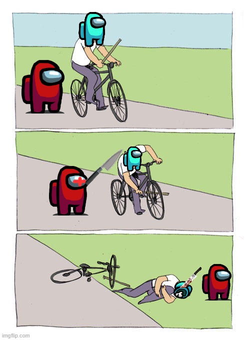 among us in a nutshell | image tagged in memes,bike fall,original meme | made w/ Imgflip meme maker