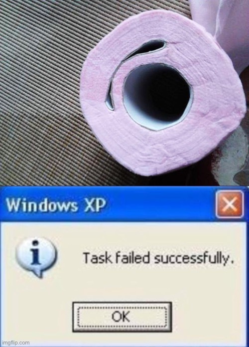 image tagged in task failed successfully,toilet paper | made w/ Imgflip meme maker