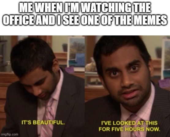 As someone who's never seen the series, these moments are extra funny | ME WHEN I'M WATCHING THE OFFICE AND I SEE ONE OF THE MEMES | image tagged in i've looked at this for 5 hours now | made w/ Imgflip meme maker