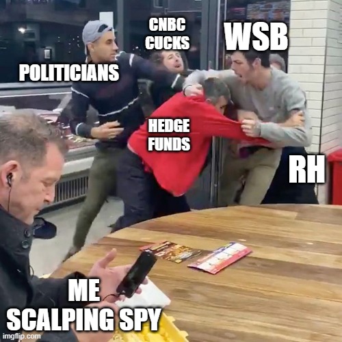 Trading this week like | CNBC CUCKS; WSB; POLITICIANS; HEDGE FUNDS; RH; ME SCALPING SPY | image tagged in gme,gamestop,stock market,stocks,stonks,wsb | made w/ Imgflip meme maker