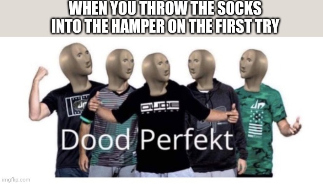 OHHHHHHHHHHHHHHHHHHHHHHHHHhHHHHhHHHHhHHHhhhHHHhhH | WHEN YOU THROW THE SOCKS INTO THE HAMPER ON THE FIRST TRY | image tagged in dood perfekt,memes,funny,lol,socks | made w/ Imgflip meme maker