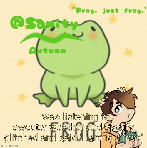 I was listening to sweater weather and spotify glitched and said 'Liam is a man' | made w/ Imgflip meme maker