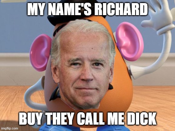 Mr Potato Head | MY NAME'S RICHARD BUY THEY CALL ME DICK | image tagged in mr potato head | made w/ Imgflip meme maker