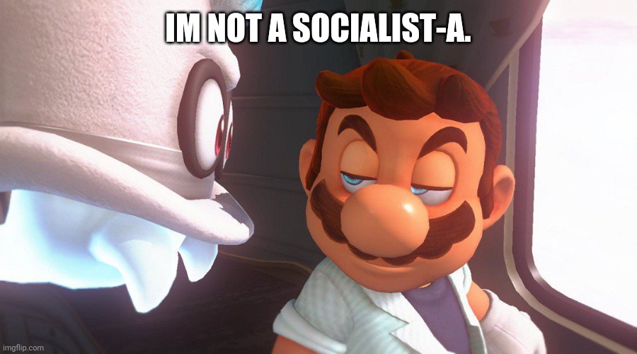 Super Mario Odyssey Cutscene Meme | IM NOT A SOCIALIST-A. | image tagged in super mario odyssey cutscene meme | made w/ Imgflip meme maker
