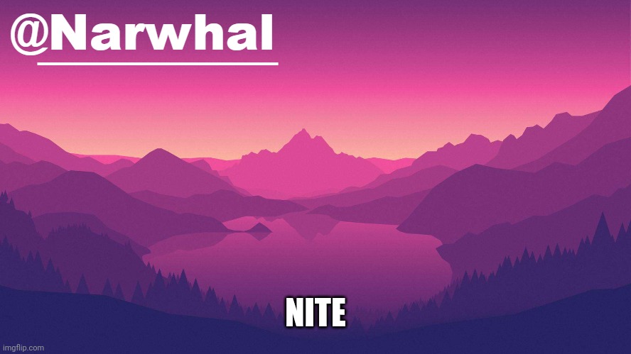 Nite.SLADE SLEEP WELL. | NITE | image tagged in narwhal annoucement temp 8 | made w/ Imgflip meme maker