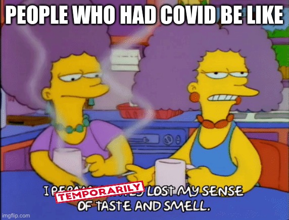 PEOPLE WHO HAD COVID BE LIKE | image tagged in simpsons | made w/ Imgflip meme maker