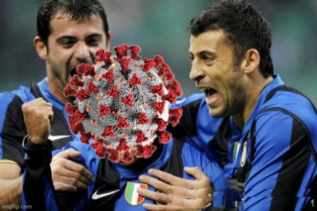 OMEGALUL!!! Covid assegna gol per l'Inter | image tagged in memes,covid-19,coronavirus,inter,calcio | made w/ Imgflip meme maker