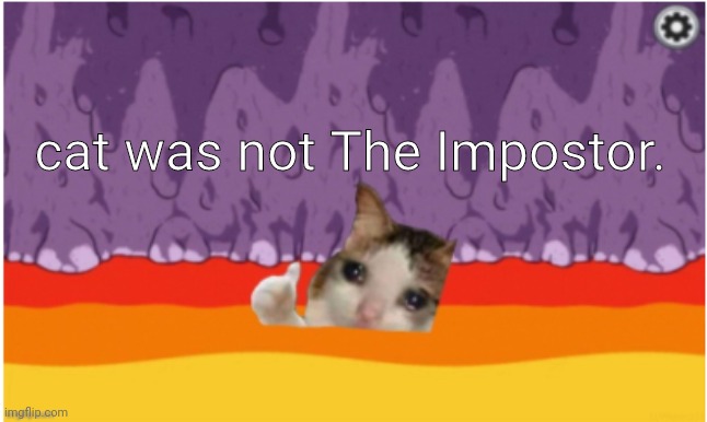 Among Us Crying Cat | cat was not The Impostor. | image tagged in among us crying cat | made w/ Imgflip meme maker