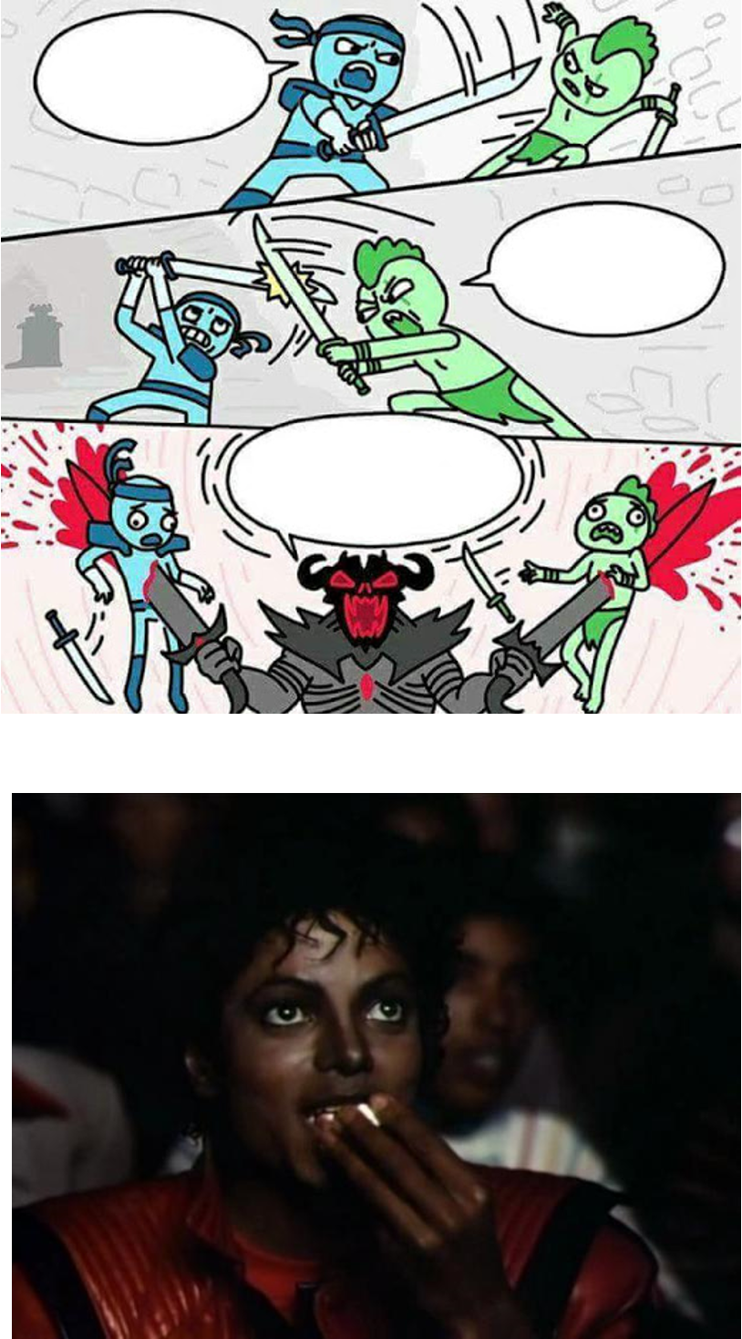 Sword Fight and Michal Jackson popcorn Blank Meme Template
