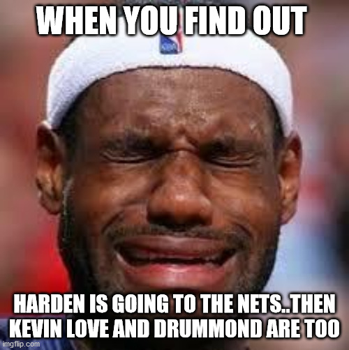 nets | WHEN YOU FIND OUT; HARDEN IS GOING TO THE NETS..THEN KEVIN LOVE AND DRUMMOND ARE TOO | image tagged in nba | made w/ Imgflip meme maker