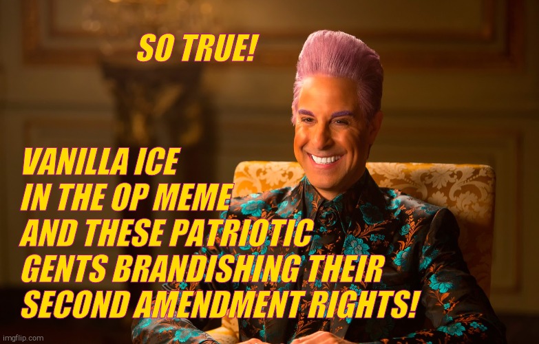 Caesar Fl | SO TRUE! VANILLA ICE       IN THE OP MEME       AND THESE PATRIOTIC    GENTS BRANDISHING THEIR SECOND AMENDMENT RIGHTS! | image tagged in caesar fl | made w/ Imgflip meme maker