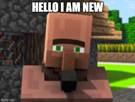 Villager News | HELLO I AM NEW | image tagged in villager news | made w/ Imgflip meme maker