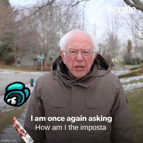 Bernie I Am Once Again Asking For Your Support | How am I the imposta | image tagged in memes,bernie i am once again asking for your support | made w/ Imgflip meme maker
