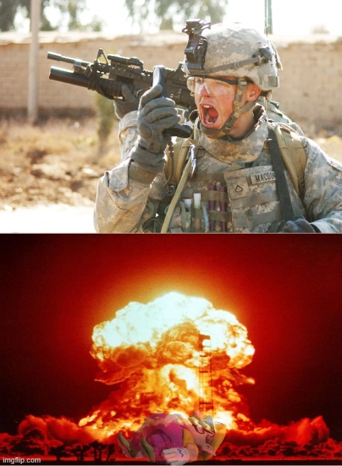 Wario's stomach explodes.mp3 | image tagged in us army soldier yelling radio iraq war,wario | made w/ Imgflip meme maker