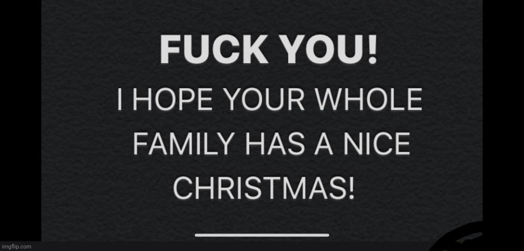 Fuck you! I hope your whole family has a nice Christmas! | image tagged in fuck you i hope your whole family has a nice christmas | made w/ Imgflip meme maker