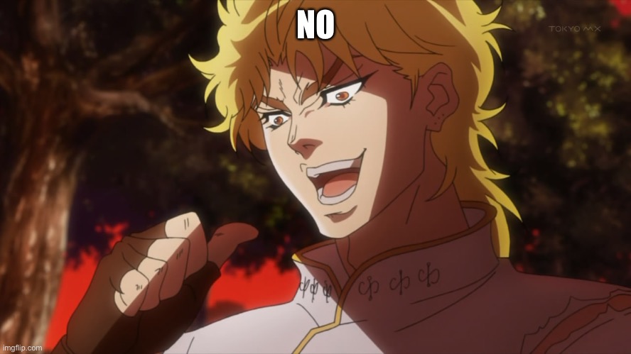 KONO DIO DA! | NO | image tagged in kono dio da | made w/ Imgflip meme maker