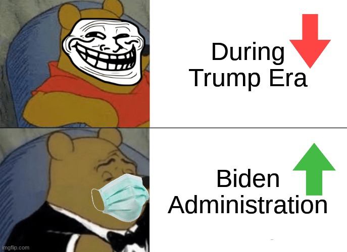 Biden vs Trump | During Trump Era; Biden Administration | image tagged in memes,tuxedo winnie the pooh | made w/ Imgflip meme maker