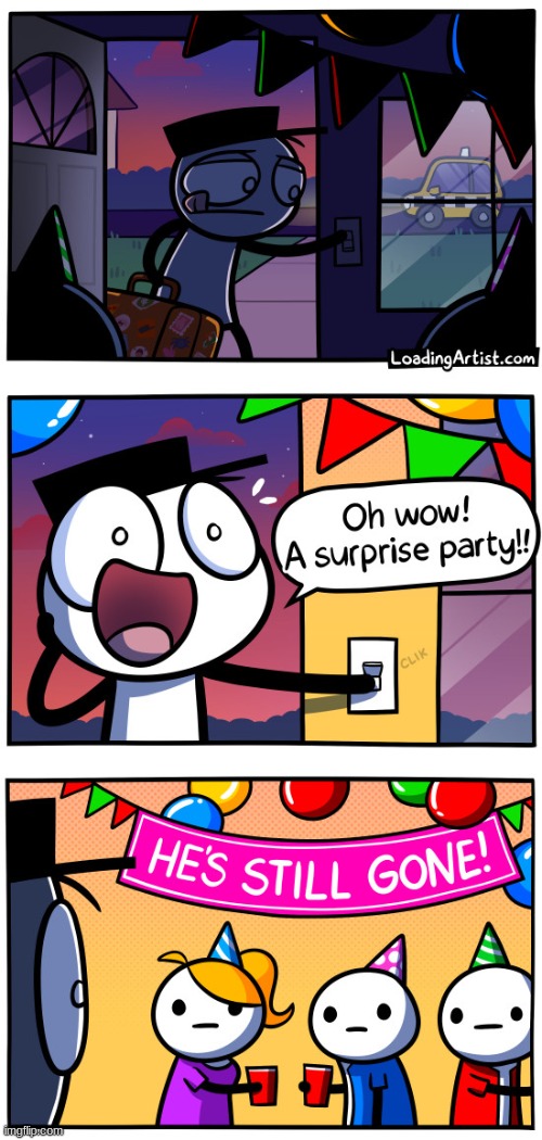 A surprise party is no surprise party | image tagged in surprise,party,oof | made w/ Imgflip meme maker