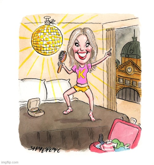 Kylie flees to Australia to escape the Northern Hemisphere's dire Covid conditions. | image tagged in kylie quarantine cartoon | made w/ Imgflip meme maker