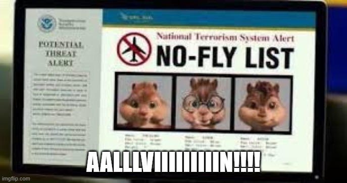 why no fly | AALLLVIIIIIIIIIN!!!! | image tagged in alvin the chipmunks | made w/ Imgflip meme maker