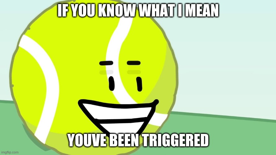 Tennis Ball - Triggered | IF YOU KNOW WHAT I MEAN; YOUVE BEEN TRIGGERED | image tagged in tennis ball's trigger | made w/ Imgflip meme maker