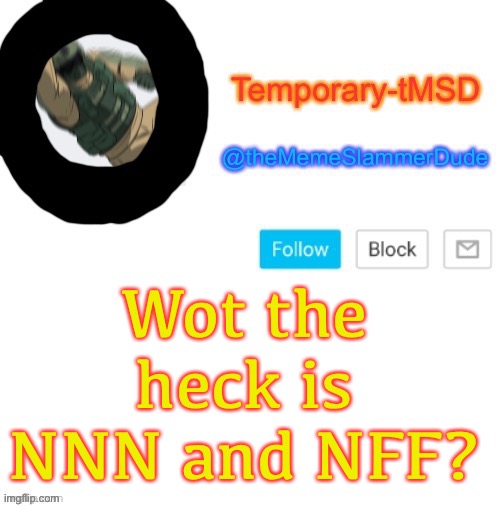 I have a bad feeling | Wot the heck is NNN and NFF? | image tagged in temporary-tmsd announcement take 2,nsfw,nnn,nff | made w/ Imgflip meme maker