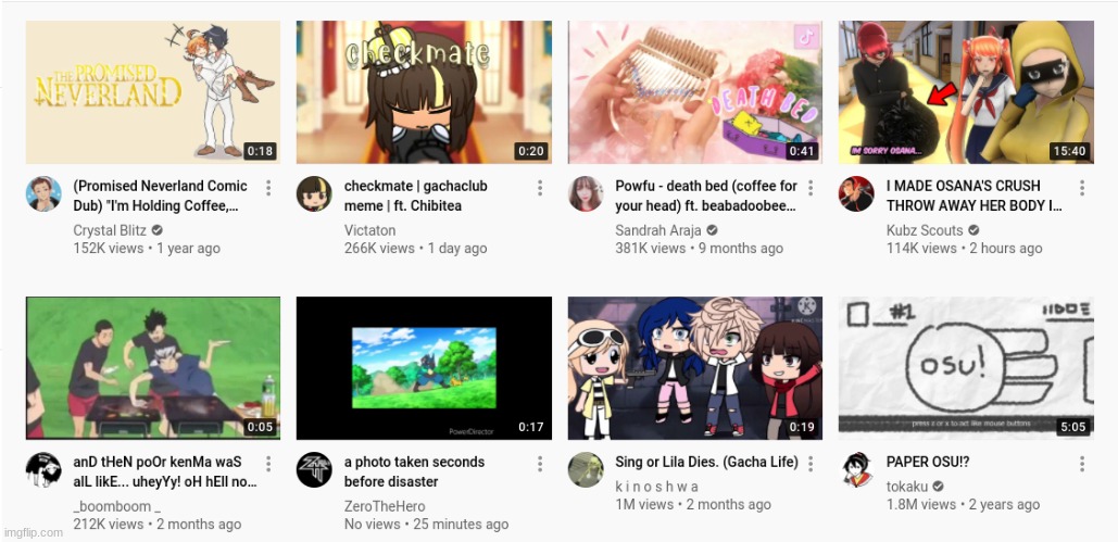 My YT recommendations when there isn't any hentai or Denki stuff: | made w/ Imgflip meme maker