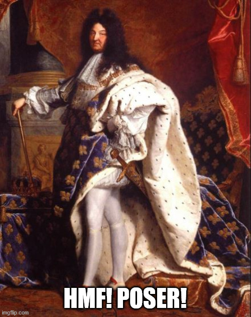 King Louis XIV (Sun King) | HMF! POSER! | image tagged in king louis xiv sun king | made w/ Imgflip meme maker