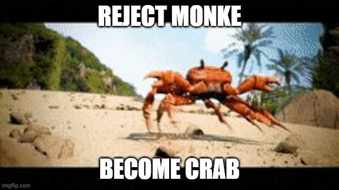 Crab rave gif | REJECT MONKE BECOME CRAB | image tagged in crab rave gif | made w/ Imgflip meme maker