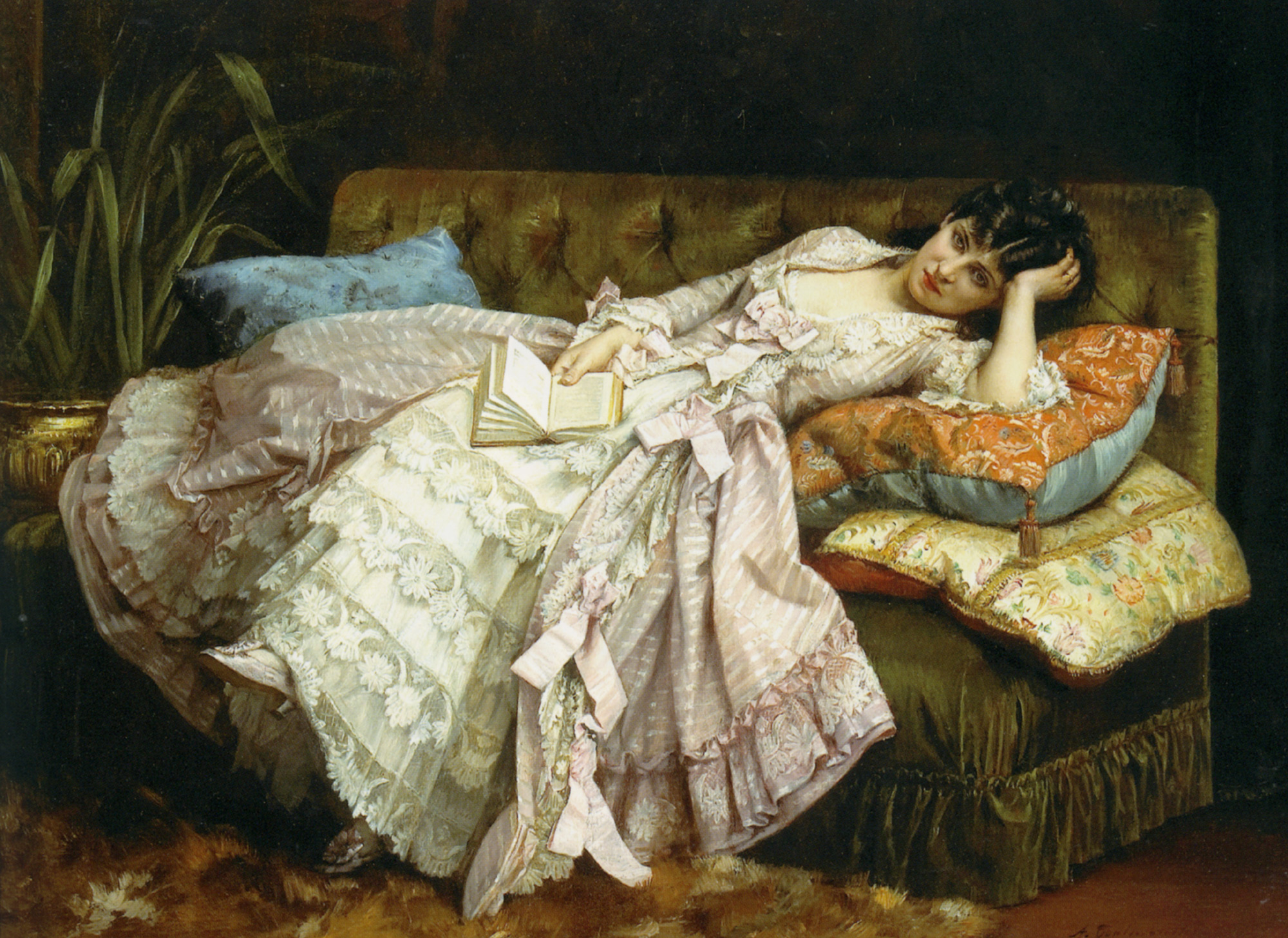 Sweet Doing Nothing by Auguste Toulmouche Blank Meme Template