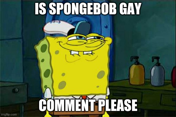 Don't You Squidward Meme | IS SPONGEBOB GAY; COMMENT PLEASE | image tagged in memes,don't you squidward | made w/ Imgflip meme maker