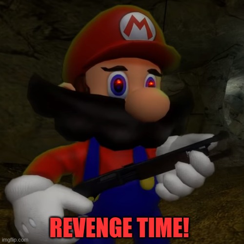 Mario with Shotgun | REVENGE TIME! | image tagged in mario with shotgun | made w/ Imgflip meme maker